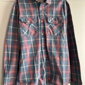Vans Mens Plaid Blue Pink Button Down Thick shirt Like New